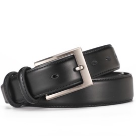 Men's Genuine Leather Dress Belt 3.3cm wide|Single Prong Buckle -Classic & Fashion for Work Business and Casual-Style AB-122 (Black, 37-40" Waist (125cm/49”Strap))