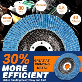 STEBRUAM Flap Discs 125mm, 10 Pack 40 Grit Angle Grinder Sanding Abrasives Disc Zirconia Grinding Wheels for Polishing Welding Joints Aluminum Oxide Type 29 (Blue)