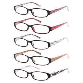 Kerecsen Reading Glasses Comb Pack of Multiple Classic Men and Women Readers Spring Hinge Glasses (5 Pack Mix Color, 2.25)