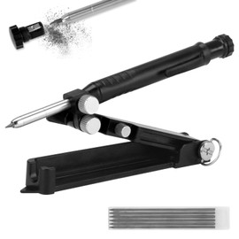 LATTHANT Multi-function Scribe Tool, Aluminium Alloy Scribing Tool with Carpenter Pencils, Construction Pencil with 7 Leads, Deep Hole Pencil with Sharpener for woodworking, Gauge Scriber Line Maker