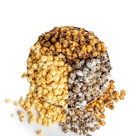 Popinsanity Gourmet Popcorn 2 Gallon Tin Overflowing w/3 Most Popular Popped Popcorn Flavors: Sweet n' Salty, Cookies n' Cream, Candy Caramel Chocolate Drizzle, Prime Bucket Gift Box Set. 25 People