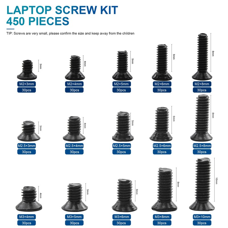 NINDEJIN Laptop Computer Screw Kit, M2 M2.5 M3 Countersunk Flat
