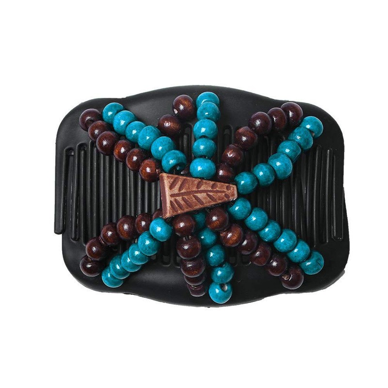 LOVEF 3 Pcs Women Magic Hair Combs Wood Beaded Stretch