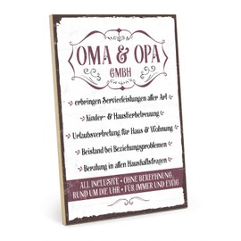 TypeStoff HS-00382 Wooden Sign with Saying - Grandma and Grandpa GmbH - Vintage Look with Quote as a Gift and Decoration on the Theme of Grandparents and Parents