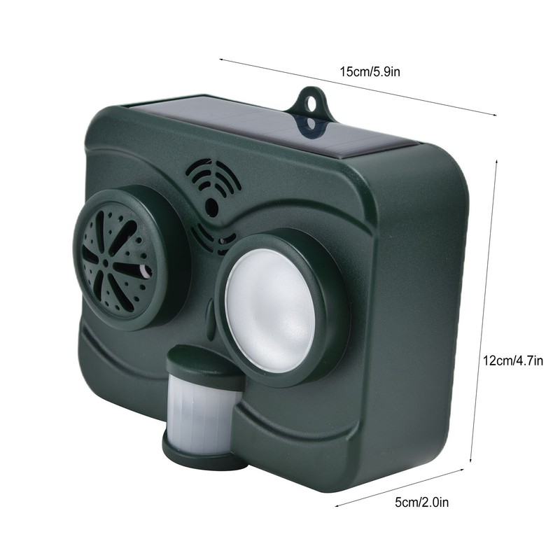 Ultrasonic Animal Repeller Waterproof Solar Bird Repellent Flashing Light for