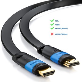 deleyCON (32.81 ft.) 10m flat HDMI cable - compatible with HDMI 2.0/1.4 - UHD 4K HDR 3D 1080p 2160p ARC - High speed with Ethernet - black