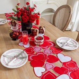 Camino de mesa para el día de San Valentín, bordado de corazón rojo dulce para el día de la madre, aniversario de boda, propuestas de matrimonio, compromisos, eventos románticos, decoración de fiestas