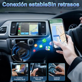 Kammoy Adaptador Inalámbrico para CarPlay y Android Auto, 5 GHz, Plug and Play, con Adaptador USB-A a USB-C para Vehículos con CarPlay/Android Auto Cableado de Fábrica