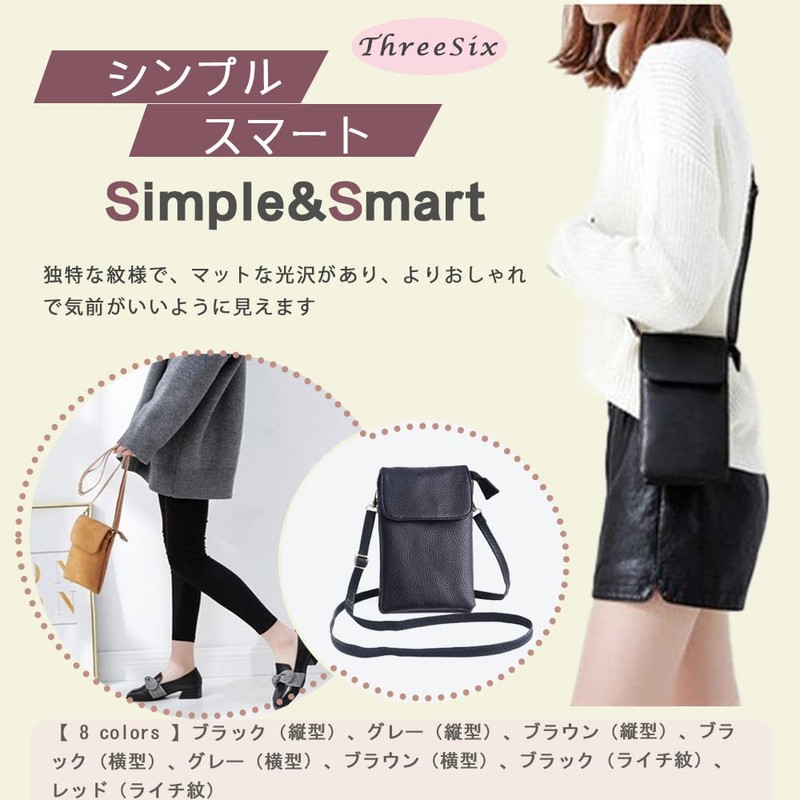 ThreeSix Women's Smartphone Pouch, Shoulder Bag, Smartphone Pochette, Portable Pouch,