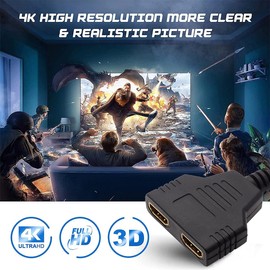CHILTINA HDMI Splitter Adapter,1080P HDMI Male to Dual HDMI Femal 1 to 2 Way HDMI Splitter Adapter Cable for HDTV HD, LED,LCD Monitor and Projectors, Support Two TVs at The Same Time