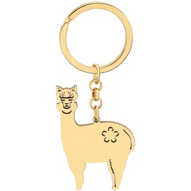WEVENI Cute Llama Keychain Alpaca Key Ring Fashion Llama Gifts for Women Girls Llama Decor Purse Charms, Stainless steel 18 carat gold-plated