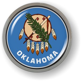 Oklahoma State Flag 3D Domed CAR Emblem Badge Sticker Chrome Metal Round Bezel