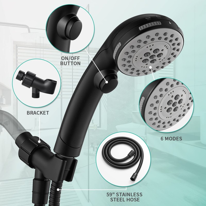 DOILIESE High Pressure 6 Setting Shower Head with Handheld, Shower