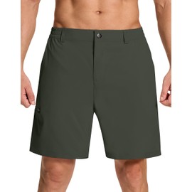 SERAMY Mens Stretch Golf Shorts with 6 Pockets Dry Fit 7 Inch Inseam Lightweight Dress for Hiking Work Casual Army Green XL