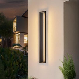 tewei 39.3 Inch Modern Outdoor Wall Sconce, Long Black LED Exterior Lighting Fixtures, Modern Large Outdoor Front Porch Lights Outside Wall Mount Lights for House, Warm White 3000K, 1 Pack