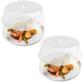 JOY Tapa para Microondas 2 Piezas, Contra Salpicaduras de Alimentos con Asa,Fácil Agarre, Libre de BPA, Medida Standard para Plato de Horno Convencional (26.5x26.5x8.5 cm)