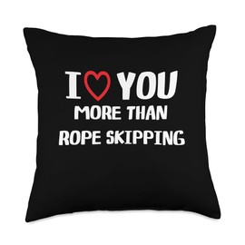 I heart You More than Rope Skipping Thanksgiving I Love You More Than Rope Skipping Shirt Women Christmas Throw Pillow, 18x18, Multicolor