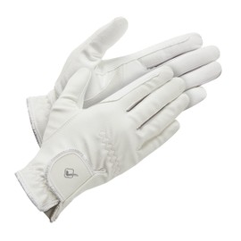 LeMieux Unisex Classic Riding Gloves in White - Synthetic Leather - Breathable - Anti Slip - Small