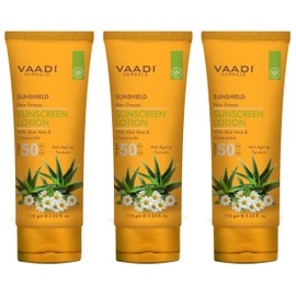 Vaadi Herbals Sunscreen Lotion SPF-50, 110g (Pack of 3)