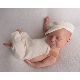 Giggle Angel Newborn Photography Props Set Baby Boy Newborn Outfits Overalls Boy Costume with Cap 0-1 Month