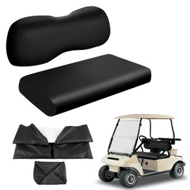 ZWPARTS Golf Cart Front Seat Covers Staple On Replacement for Club Car DS 2000.5-UP Golf Cart Seat Black Micro Fiber Leather Seat Cover