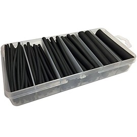 Electriduct 85PCS Heat Shrink Tubing Kit 3:1 Dual Wall Tube Adhesive Lined - 4" Length Sizes Range: 3/32" to 1/2" (Black) Marine Electrical Cable Sleeve Insulation Set
