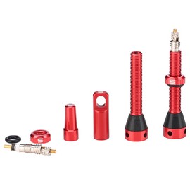 LITEONE Tubeless Value Stems 44mm Premium No Leak Tubeless Presta Valve Stems Kits with Integrated Value Core Remover Tool and Valve Stem Caps Fit Most Bicycle Tubeless Rims Pair Red