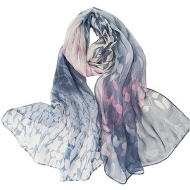 FAIRYGATE Neck Scarf for Women Lightweight Scarves Chiffon with Blossom Pattern Ladies Scarfs A4314