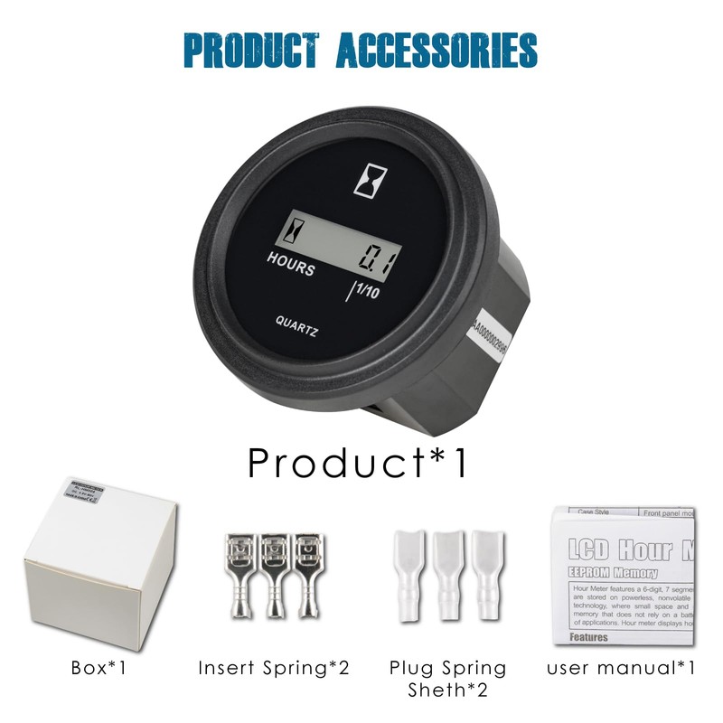 Runleader LCD Hour Meter,DC 4.5V to 90V, Data Storage &