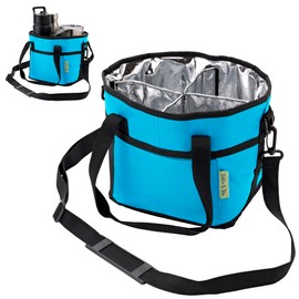 NoNa & Bee 4 Water Bottle Holder with Strap | Family Size 4 Compartment Drink Bag, Multiple Tumbler Carrier Caddy | Adjustable Fits Large & Small Drinks | Hands Free, Won't Tip Over in Car