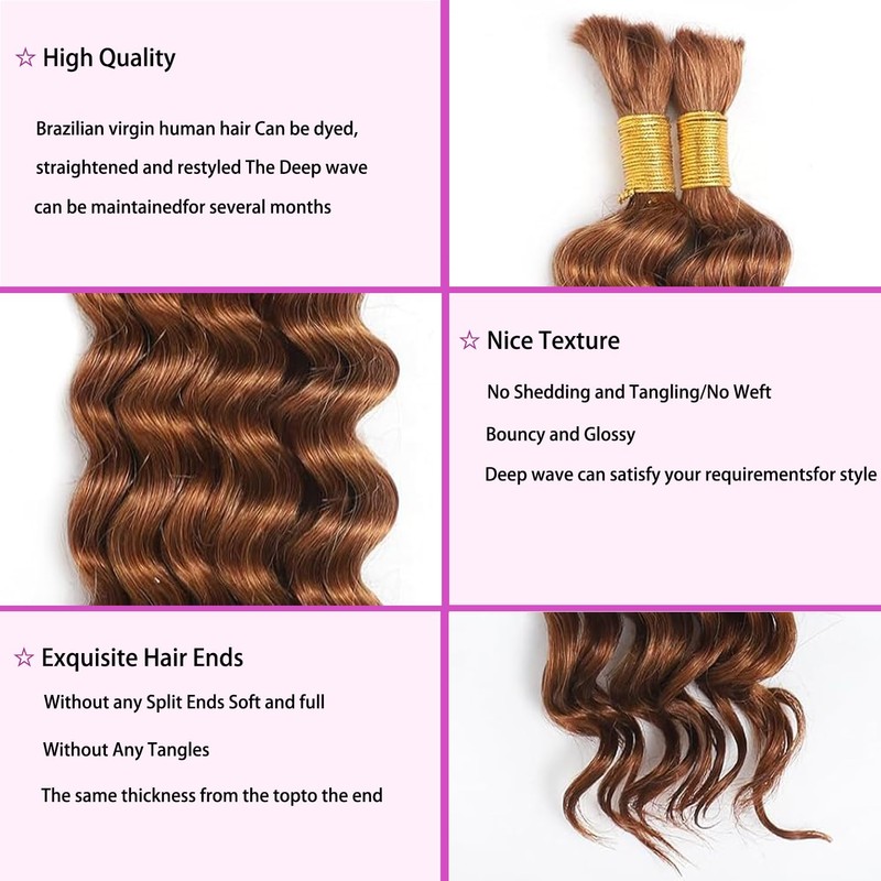 Boho Hair for Braiding #30 Deep Wave Bulk Bundles for
