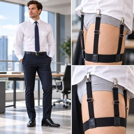 Adjustable Shirt Stays for Men – Elastic Shirt Holders with Secure Clips for a Neat Tucked-In Look at Work and Formal Events