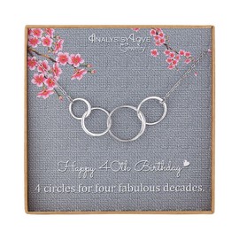 AnalysisyLove 40th Birthday Gifts for Women - Sterling Silver Infinity 4 Circle 4 Decades Necklace, Mothers Day Jewelry Mom Gift