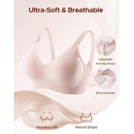 INNERSY Seamless Nursing Bras for Breastfeeding Maternity Bras for Pregnancy Comfortable Bralette(Pink, Medium)