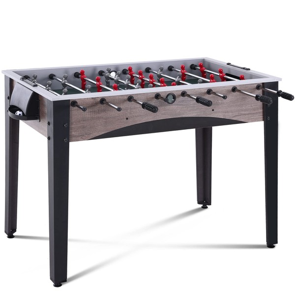 RayChee 48in Competition Sized Foosball Table, Arcade Table Soccer w/2 Balls for Kids and Adults, Indoor Foosball Table for Home, Game Room w/Wood Grain Finish and Foosball Accessories