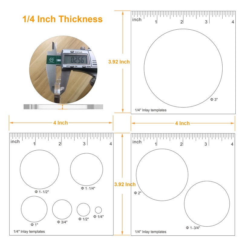 inBovoga 3 Pcs Router Templates for Woodworking, 4 * 3.92