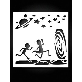 Unbranded 6x6 inch Custom Cut Drawing Stencil, Rick & Morty Space Teleport, Reusable
