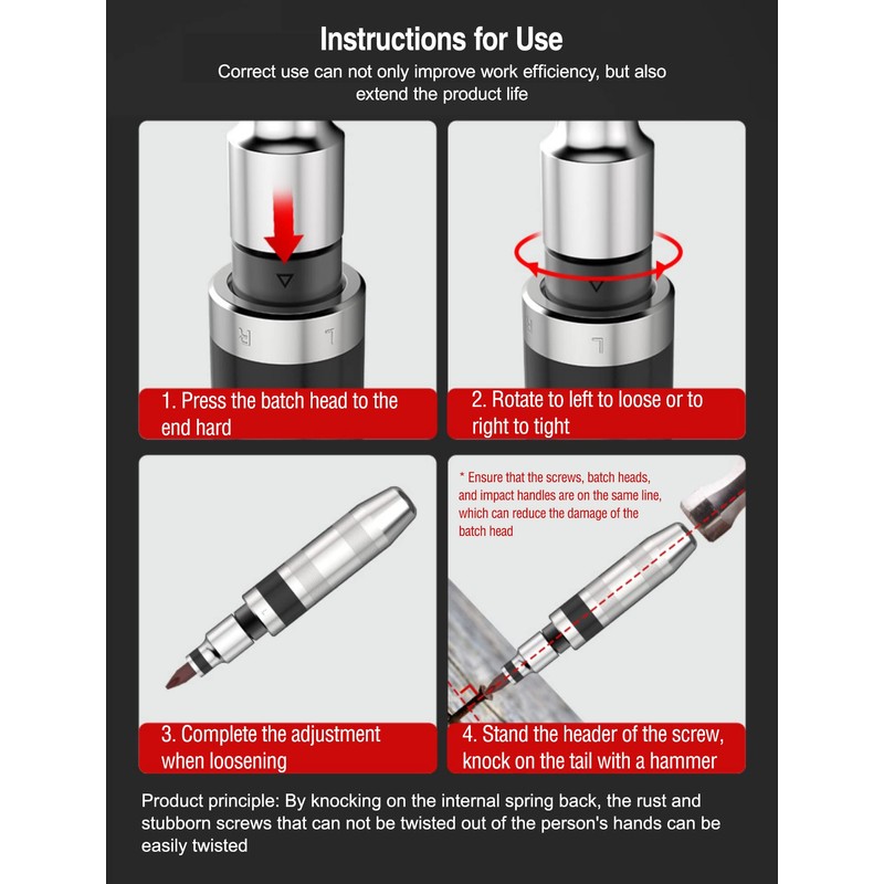 12 PCS Manual Impact Driver, S2 Alloy Steel Impact Driver