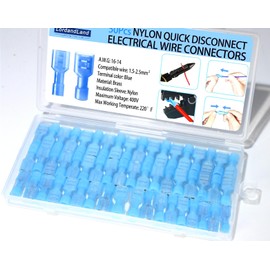 50PCS Blue 16-14 AWG Nylon Female Spade Connectors Electrical Insulated Wire Crimp Terminals for Automotive,Electronics Wiring Connect Quick Disconnect Crimp Terminals for 16,14 Gauge Wire