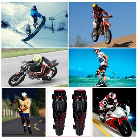 Outigu Knee Pads, Motorcycle Knee Protective Knee Shin Guards, Adjustable Long Leg Sleeve Antislip Protector Knee Pads Motorcycle (Black-Red)