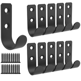 Aufuga Wall Hooks Coat Hook Robe Hanging Robe & Towel Hooks, Utility Hooks Indoor Outdoor (Black-U Shaped, 2x1)