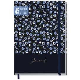 Häfft paper&you® Bullet Journal dotted A5 mit Gummiband Blue Daisy 156 Seiten, Notizbuch gepunktet, Tagebuch - nachhaltig & klimafreundlich