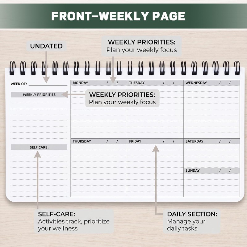 Weekly To Do List Notepad, 6.3''x 11.2'' Weekly Desk Planner
