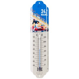 Nostalgic-Art Analogue Retro Thermometer 7 x 28 cm 24h Le Mans - Racing Poster Blue - Gift Idea for Engine Fans Metal Vintage Design for Decoration