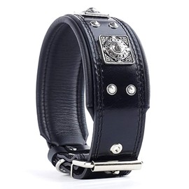 Bestia® Eros Leather Collar for Large Dog Breeds with Antique Silver Decoration and Soft Inner Padding