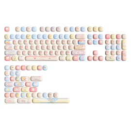 YUNZII Cute Pink Kitten Custom Keycaps, 141 Keys Dye Sub PBT MOG Profile Keycap Set for Mechanical Gaming Keyboards (Pink Kitten)