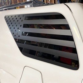 Zxiaochun Rear Window American Flag Decal Fits Toyota 4Runner 4th Gen 2003-2009, Precut Back Side Window Glass USA Flag Vinyl Sticker Exterior Accessories(Matte Black)