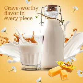 Roshen Korivka Milk Fudge Candy, 2.2 Lb (1kg), Approx. 68 Pieces, Ukrainian Non-Glazed Dairy Fudge with Sugary Crust & Creamy Liquid Filling, Individually Wrapped