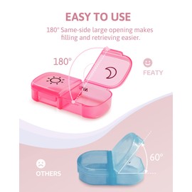FEATY Weekly Pill Organizer 2 Times a Day with Same-Side Large Opening for Easy Filling & Retrieving, Color Tracking 7 Day AM PM Pill Box with Large BPA Free Pill Case for Vitamins, Fish Oils (Clear)