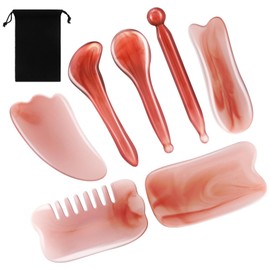 Healeved Jade Gua Sha Face Tool Set Guasha Tool for Face Massager Scratch Massage Tools Guasha Massager Set Muscle Scratch Massage Tools Comb Boards
